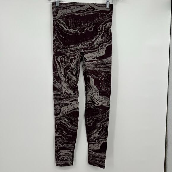 Athleta BUNDLE lot Aurora Shine tight Black & Cabernet Marble Seamless sz small - Picture 5 of 14
